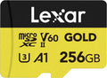Lexar 256GB Professional Gold Micro SD Card, UHS-II, C10, U3, V60, A1, Full HD, 4K, Up to 280/180 MB/s microSDXC Memory Card, for Drones, Action Cameras, Portable Gaming Devices (LMSGOLD256G-BNNNG)