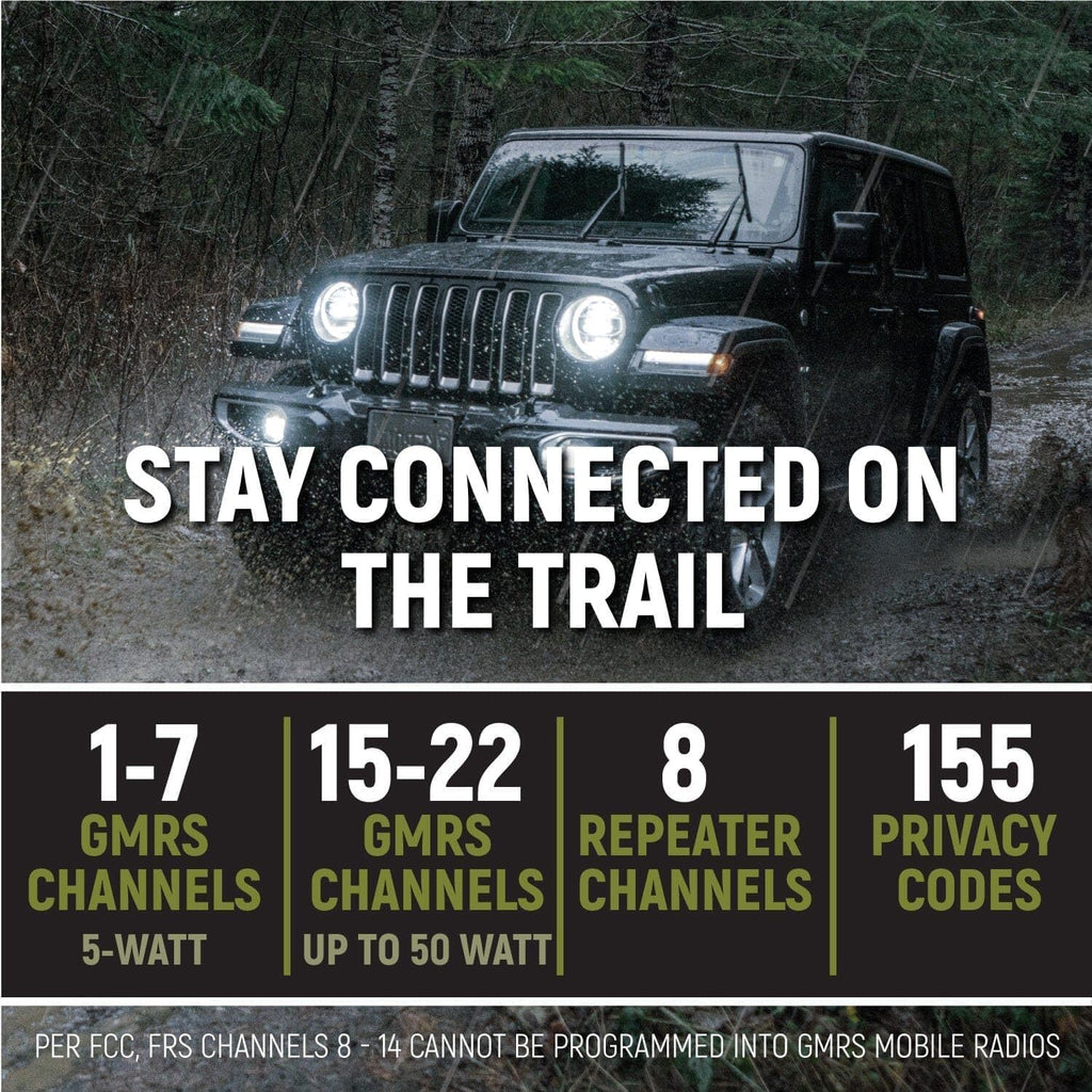 Rugged Radios GMRS 25 Watt Waterproof Two Way Mobile Radio Only for Overlanding Off Road Farming