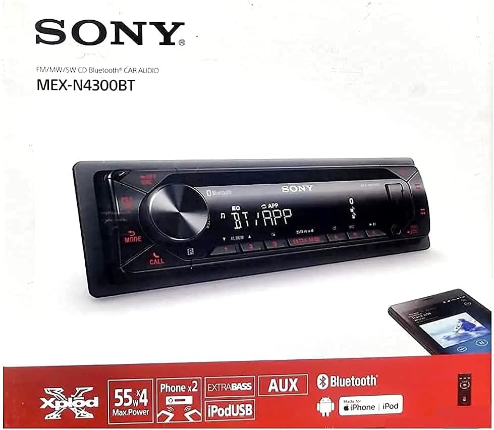 Sony MEX-N4300BT Built-in Dual Bluetooth Voice Command CD/MP3 AM/FM Radio Front USB AUX Pandora Spotify iHeartRadio iPod/iPhone Siri and Android Controls Car Stereo Receiver