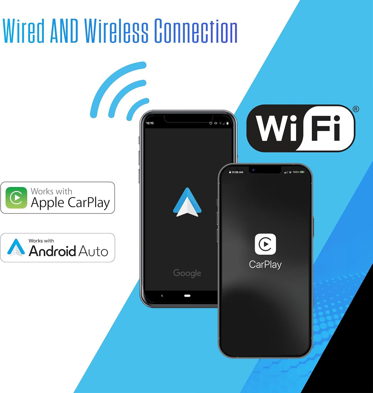 JENSEN J3CA7W 7-inch Certified Apple CarPlay Android Auto Wired or Wireless | Double DIN Touchscreen Car Stereo Radio | Bluetooth | Backup Camera Input | USB Playback & Charge