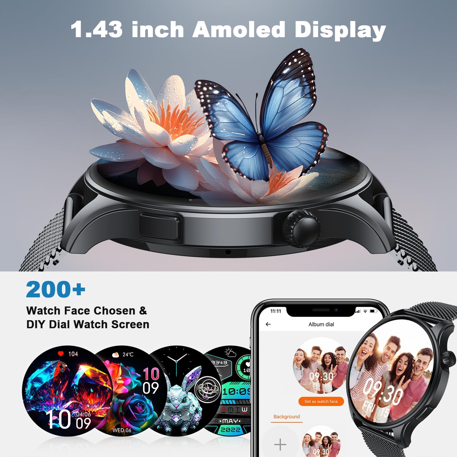 Kimeag Smart Watch for Men Women Fitness: Waterproof Make Answer Call Digital Watches Mens Step Tracker Running Smartwatch Android Phone Heart Rate Sleep Monitor
