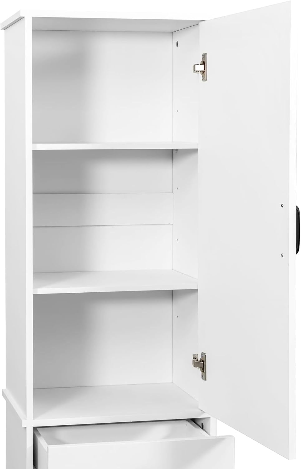 Laundry Cabinet with Doors and Shelf, Tilt-Out Laundry Hamper, Multiple Storage Space, Freestanding, Open Shelve, Adjustable Shelf, White, HU26041107 (11.81"x18.11"x70.87")