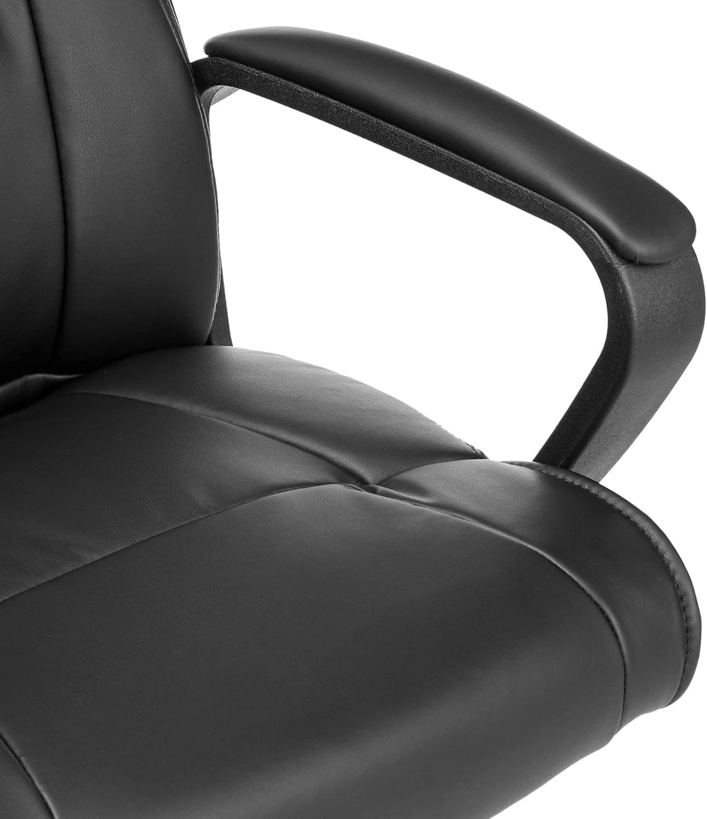 Amazon Basics Office Task Chair with Adjustable Height, 360° Swivel, Padded Armrests, Mid-Back, Rolling, 275 Pound Capacity, 24.2"D x 24"W x 34.8"H, Black Faux Leather