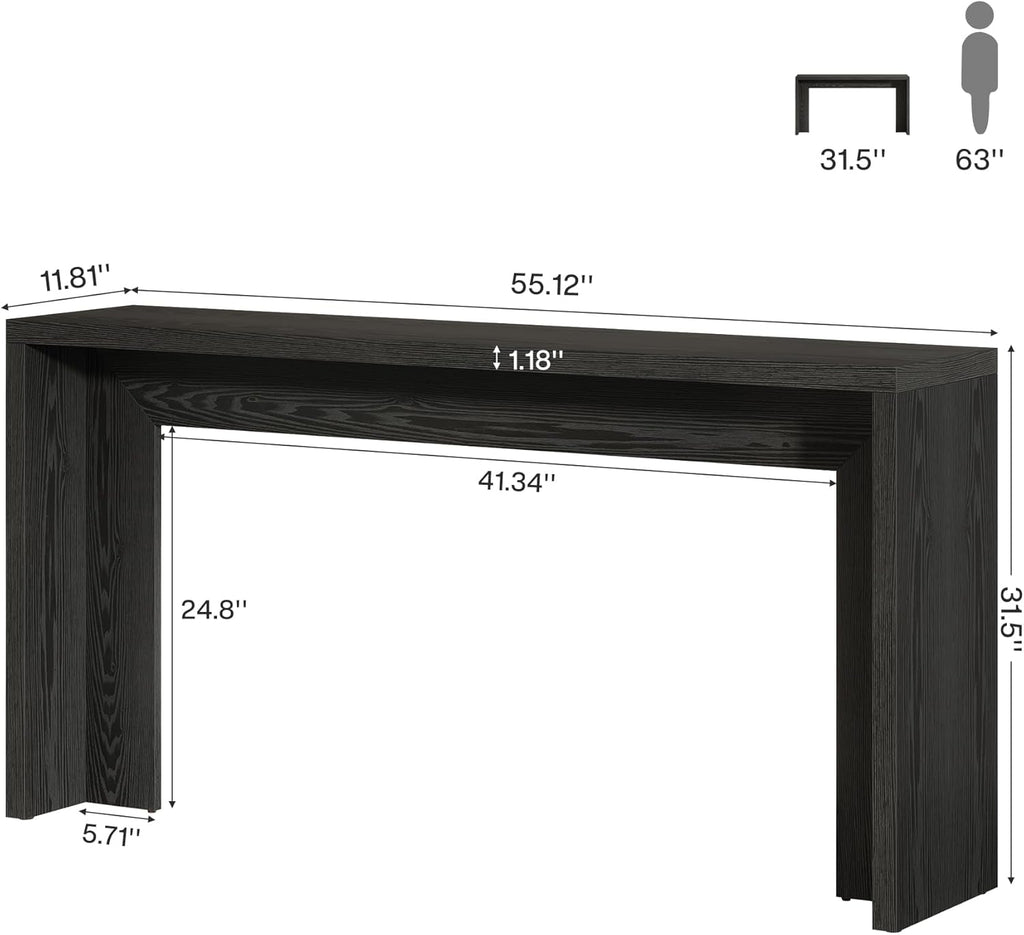 Tribesigns 55-Inch Farmhouse Console Table, Wooden Couch Table Behind Sofa with Storage, Narrow Long Entryway Hallway Table for Living Room, Entrance (Black)