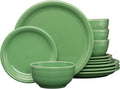 Fiesta® 12-Piece Bistro Coupe Dinnerware Set (Service for 4) – Durable Ceramic, Lead-Safe, Dishwasher/Microwave/Oven Safe – Made in USA Dinnerware - Meadow