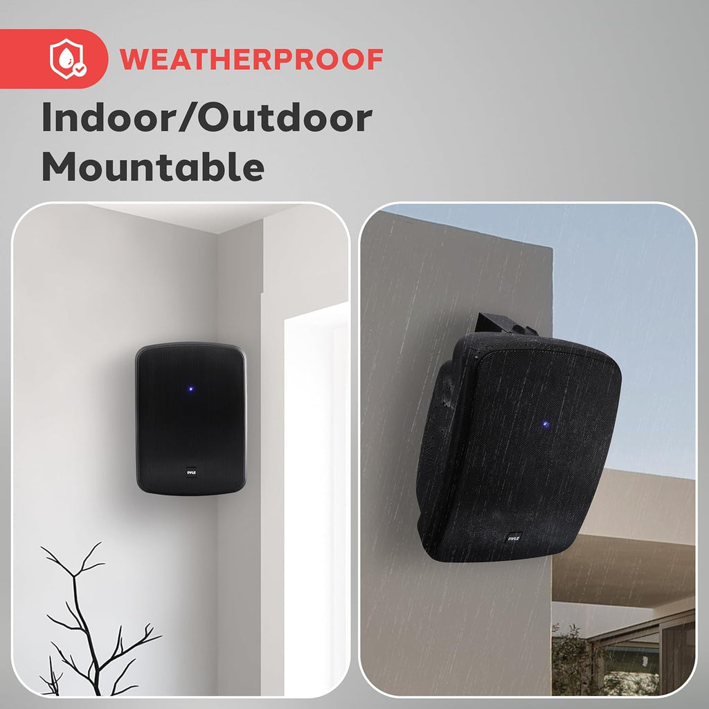 Pyle Waterproof & Bluetooth Indoor /Outdoor Speaker System, Black, 5.25" 600 Watt