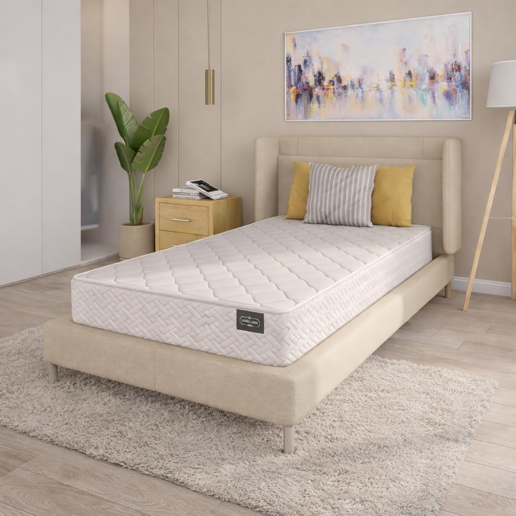 HomeLife Twin Mattress 6 Inches 38X75 White – Medium Firm Hybrid for Bed – Twin Size Mattress Pocket Coil Tight Euro Top High Density & Polyester Cover – Rolled in a Box