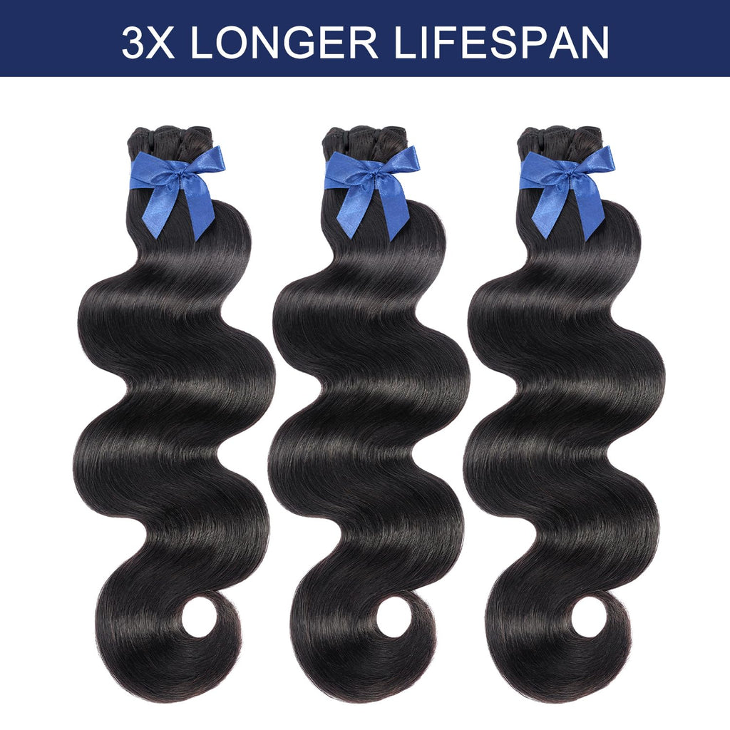Raw Bundles Human Hair Body Wave, Bleachable & Dyeable, No Shedding, No Tangles, 15A Raw Vietnamese Hair Bundles, 18 20 22Inches, 3X Longer Lifespan