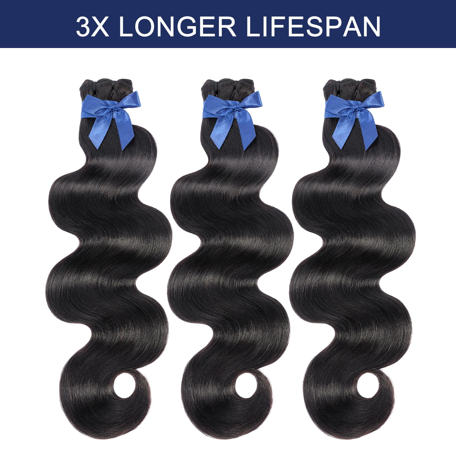 Raw Bundles Human Hair Body Wave, Bleachable & Dyeable, No Shedding, No Tangles, 15A Raw Vietnamese Hair Bundles, 18 20 22Inches, 3X Longer Lifespan