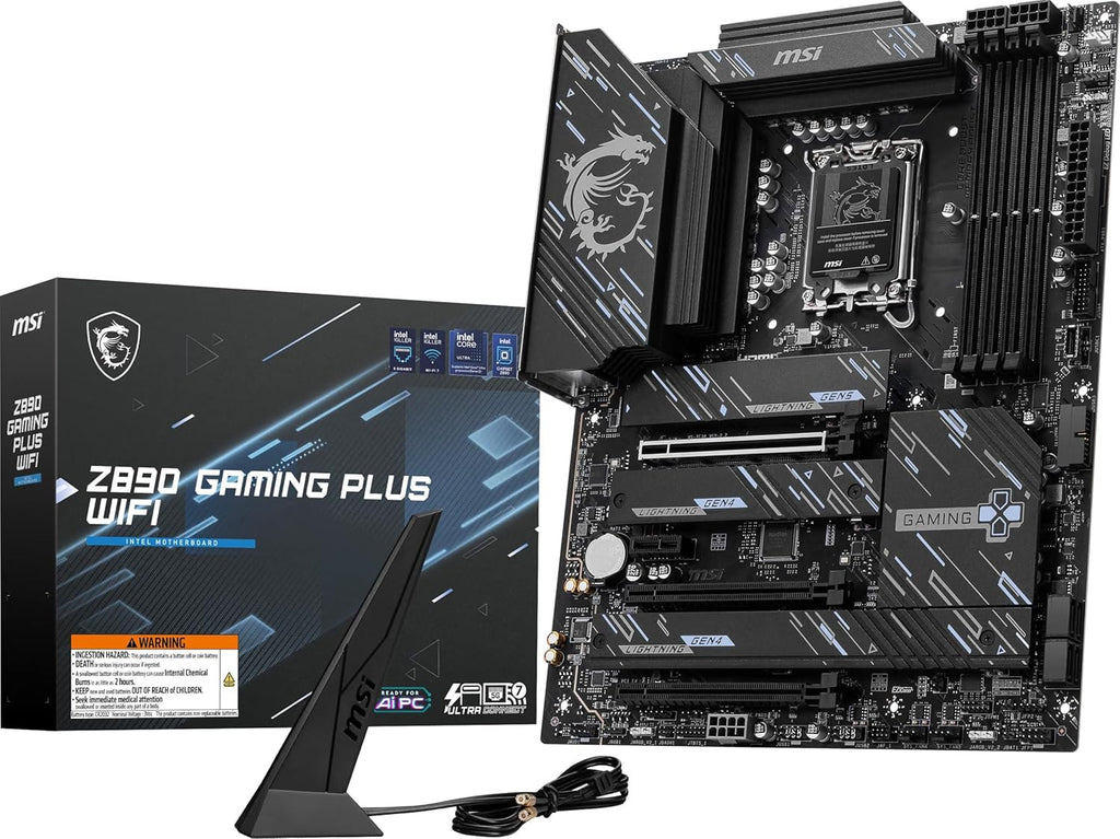 MSI Z890 Gaming Plus WiFi Motherboard,ATX-Supports Core Ultra Series 2 Intel,LGA 1851,DDR5,PCIe 5.0,M.2,SATA,5Gbps LAN,USB C,WiFi 7,Bluetooth 5.4,Thunderbolt 4+HIGH-Speed DDR5 RAM 16GB(1x16GB) Bundle