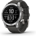 Garmin 010-02540-00 fenix 7, adventure smartwatch, rugged outdoor watch with GPS, touchscreen, health and wellness features, silver with graphite band (Renewed)
