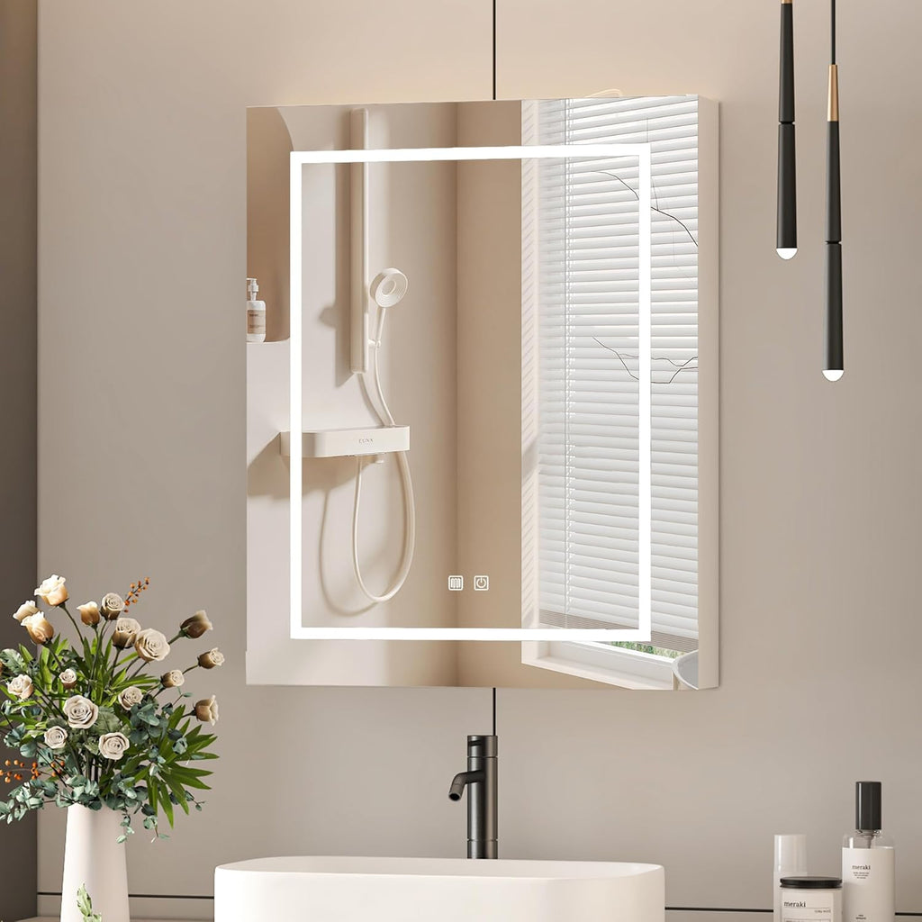 24x30 Medicine Cabinet with Lights,Led Mirror Cabinet with Outlets & USB, Bathroom Cabinet Wall Mounted,Anti-Fog Dimmable Light and Color Adjustment,Lighted Medicine Cabinet for Bathroom