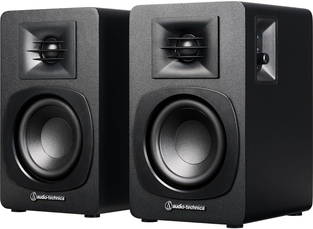 Audio-Technica AT-LP70X-BZ Fully Automatic Belt-Drive Turntable, Black/Bronze Bundle with AT-SP3X Bookshelf Speakers and Deco Gear CPS 26 Month Protection Pack (Beach-CPS- 26500)