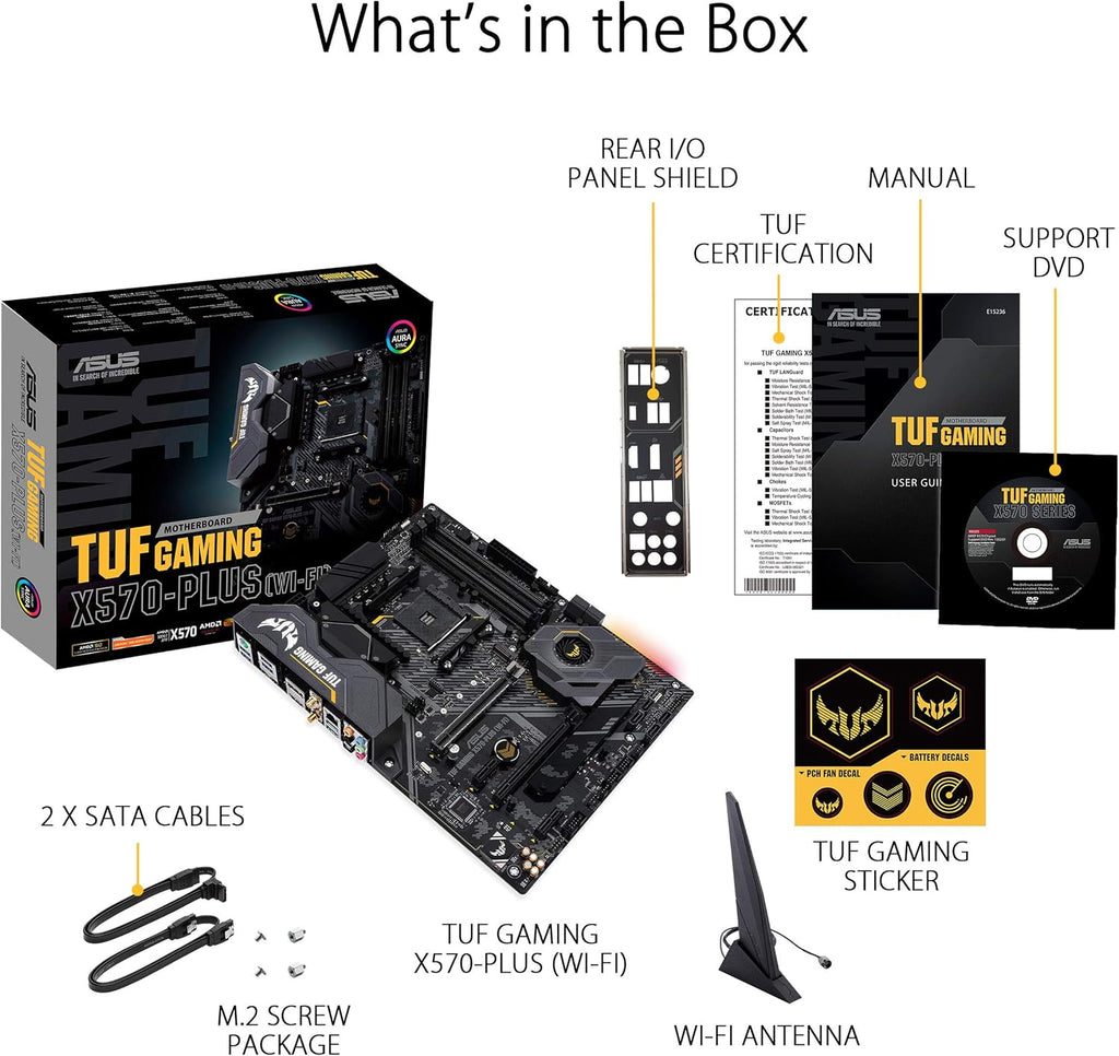 ASUS AM4 TUF Gaming X570-Plus (Wi-Fi) AM4 Zen 3 Ryzen 5000 & 3rd Gen Ryzen ATX Motherboard with PCIe 4.0, Dual M.2, 12+2 with Dr. MOS Power Stage