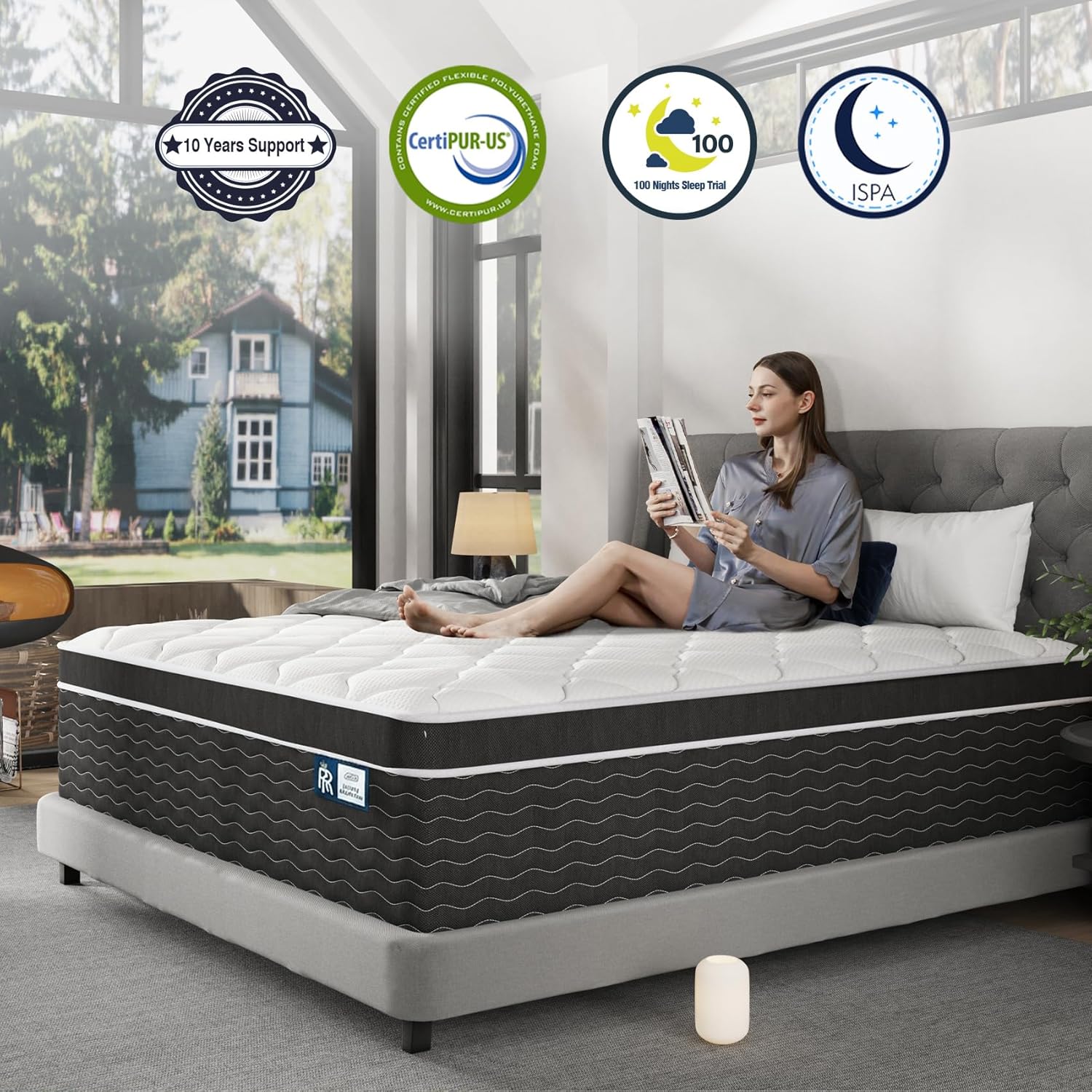 Ruoysun Luxury California King Mattress 12 In, Firm Cal King Mattress in a Box, 7-Zones& Edge Support, Cooling Gel Memory Foam& Pocketed Spring, Pressure Back Pain Relief, Hotel-Level, 100-Night Trial