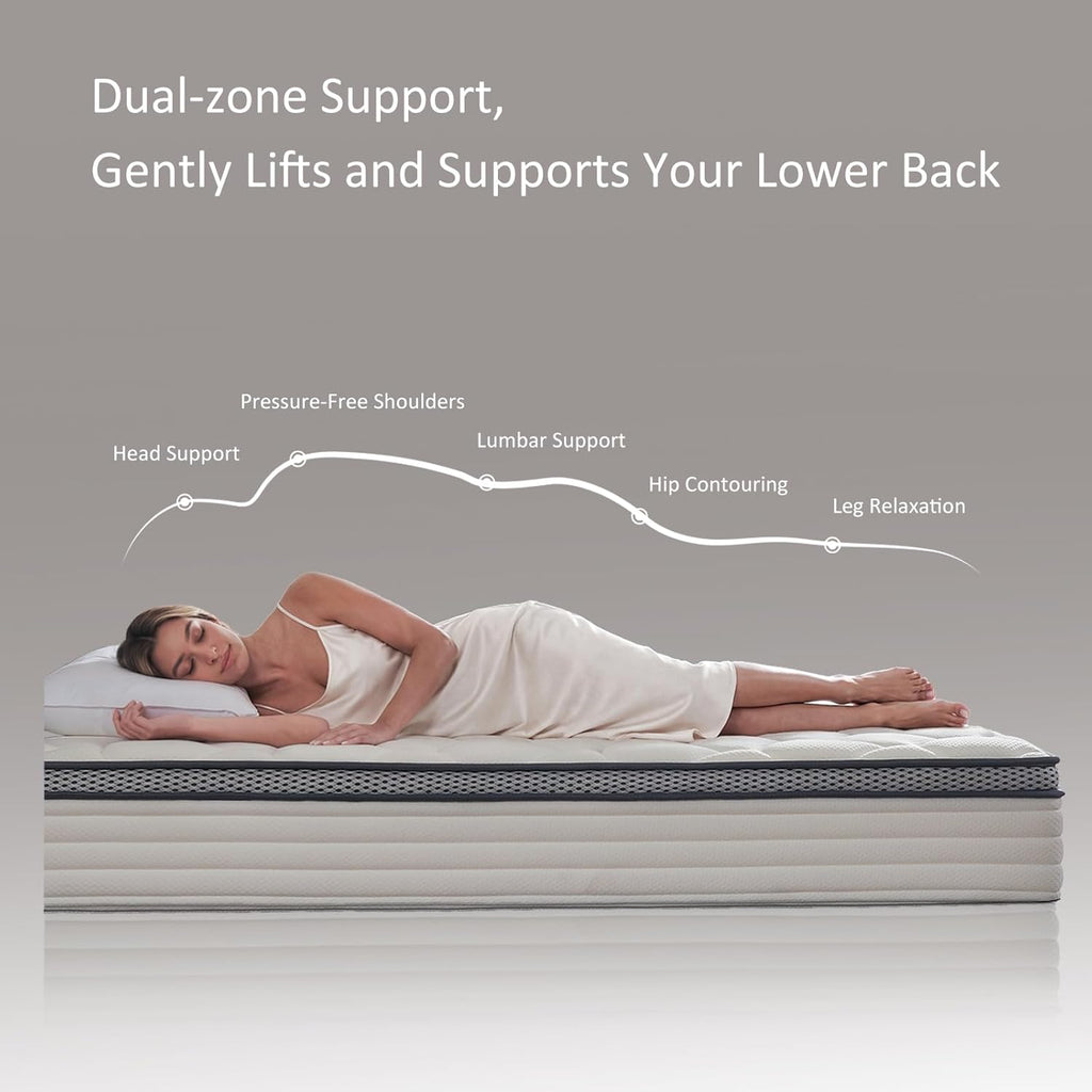 12 Inch Queen Mattress in a Box, Medium Firm Hybrid Mattress with Pocket Springs and Comfort Foam- Edge Support, Motion Isolation & Pressure Relief