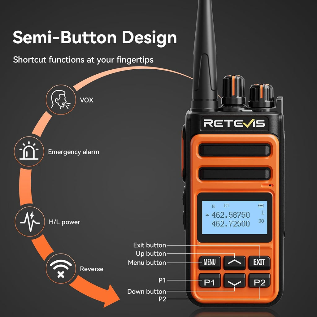 Retevis MateTalk C6B Walkie Talkies with Earpiece,Two Way Business Radios Long Range with 6 Way Charger,LCD Screen,Fast Charging,One-Key Pairing,NOAA,Rugged 2 Way Radio for Construction Farm(6 Pack)