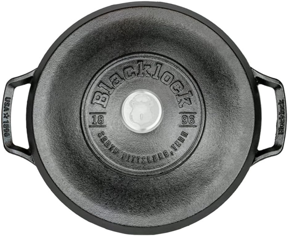 Lodge Blacklock 5.5 Qt Triple Seasoned Cast Iron Dutch Oven with Lid - Nonstick Finish - Premium Cookware