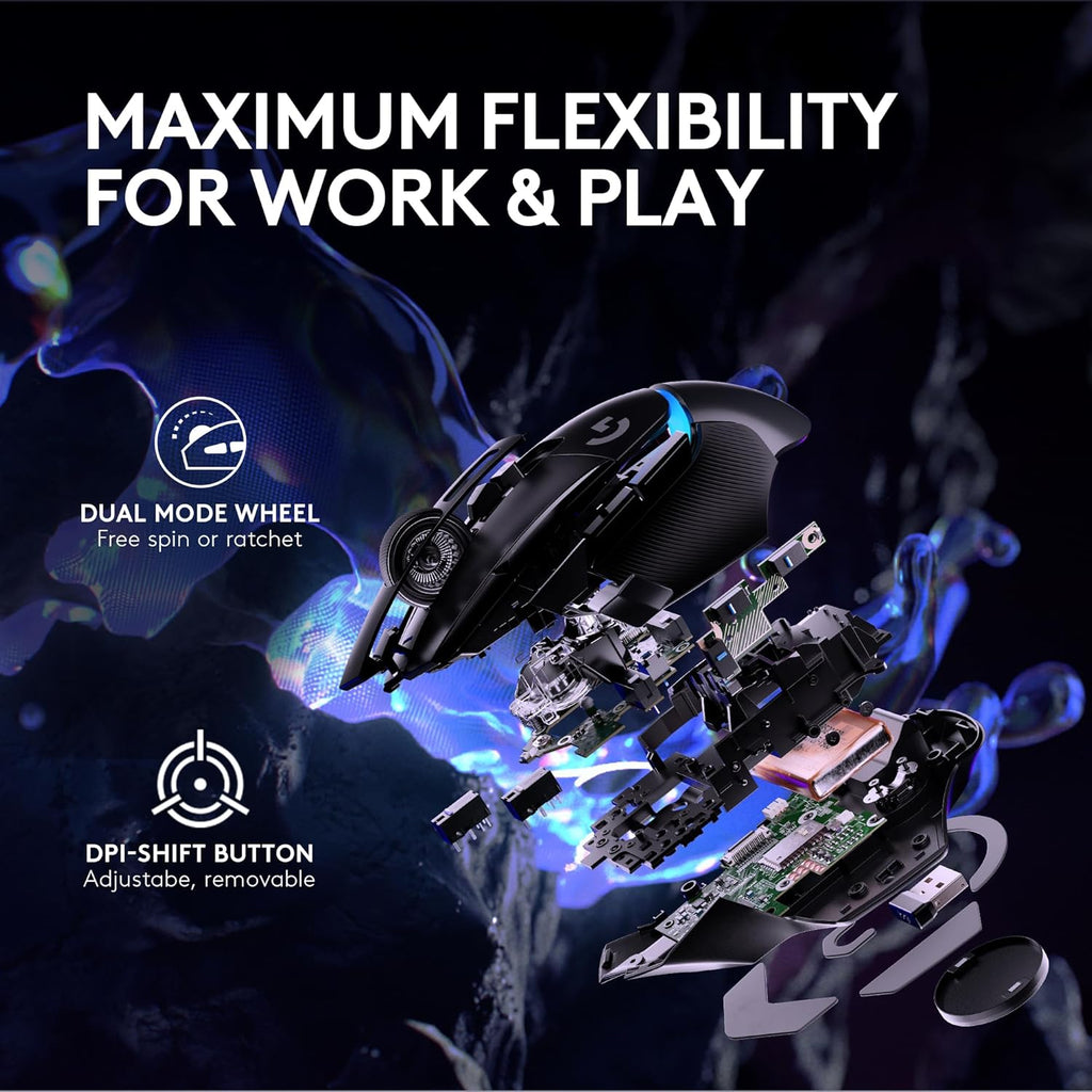 Logitech G502 X Plus Wireless Gaming Mouse: Optical Switches, LIGHTSYNC RGB, 13 Buttons, Infinite Scroll Toggle,