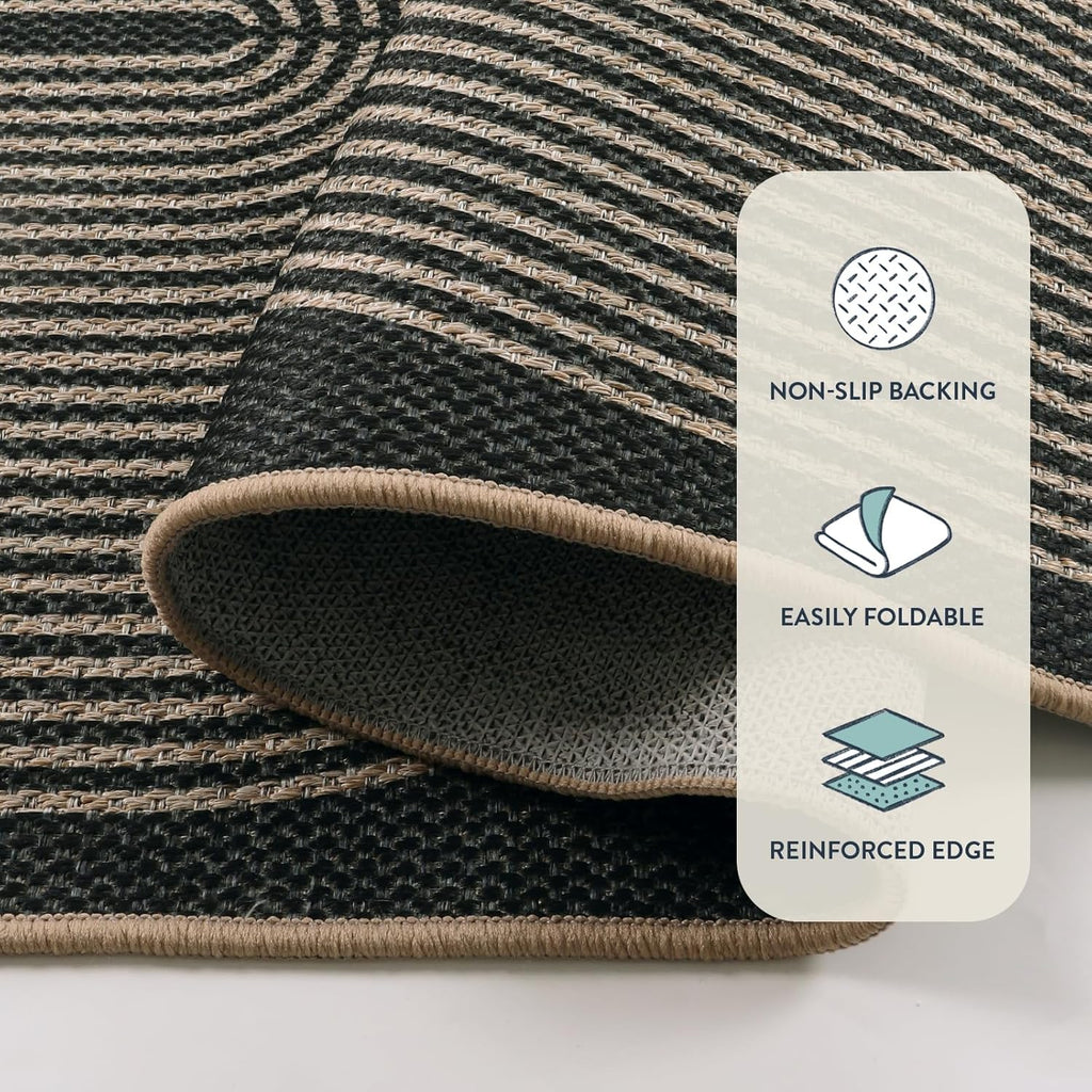 Lahome Enfys Modern Rainbow Easy Jute Rug, 6x9 Area Rugs for Living Room Outdoor Patio Washable Indoor Outdoor Dining Room Carpet, Farmhouse Large Non Slip Carpet for Bedromm Backyard Office