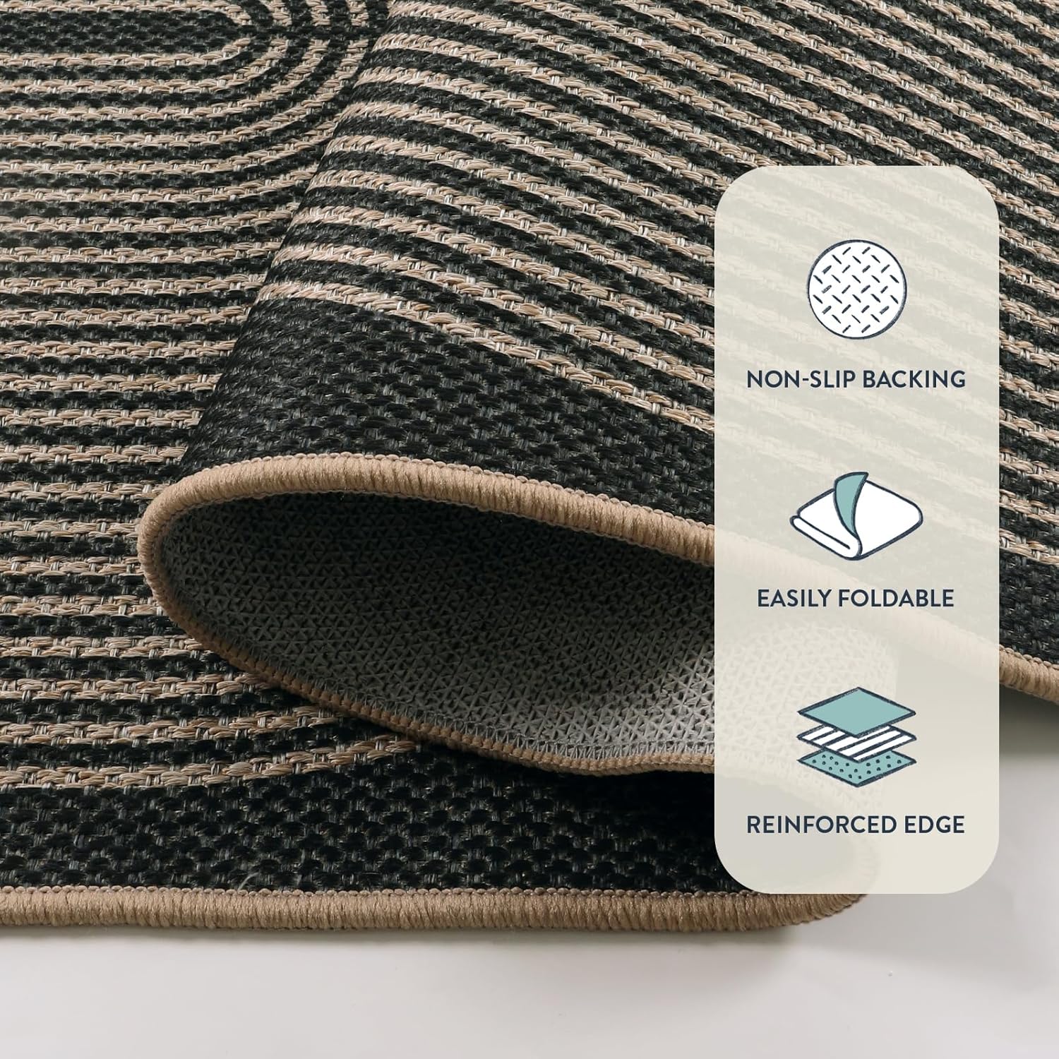 Lahome Enfys Modern Rainbow Easy Jute Rug, 6x9 Area Rugs for Living Room Outdoor Patio Washable Indoor Outdoor Dining Room Carpet, Farmhouse Large Non Slip Carpet for Bedromm Backyard Office