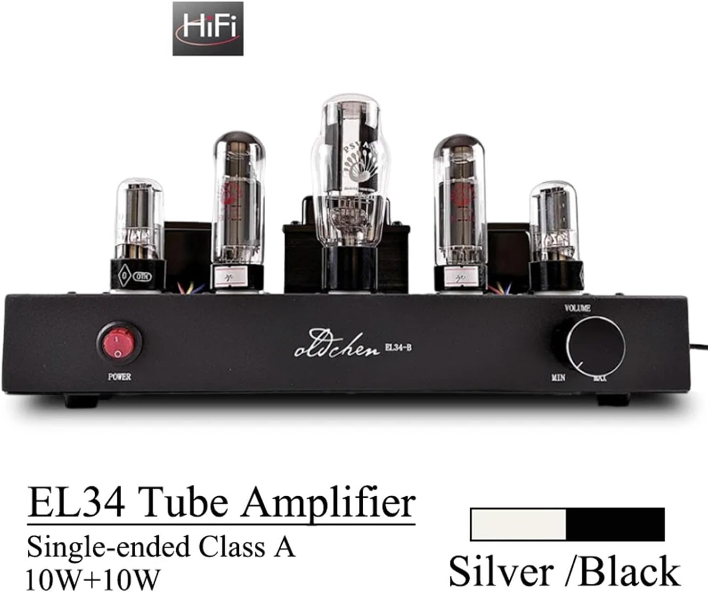 Oldchen EL34 Single-Ended Class A Tube Amplifier, Hand-Wired Point-to-Point HiFi Integrated Amplifier for Home Audio, Home Theatre Vacuum Tube Power Amplifier 10W, Black