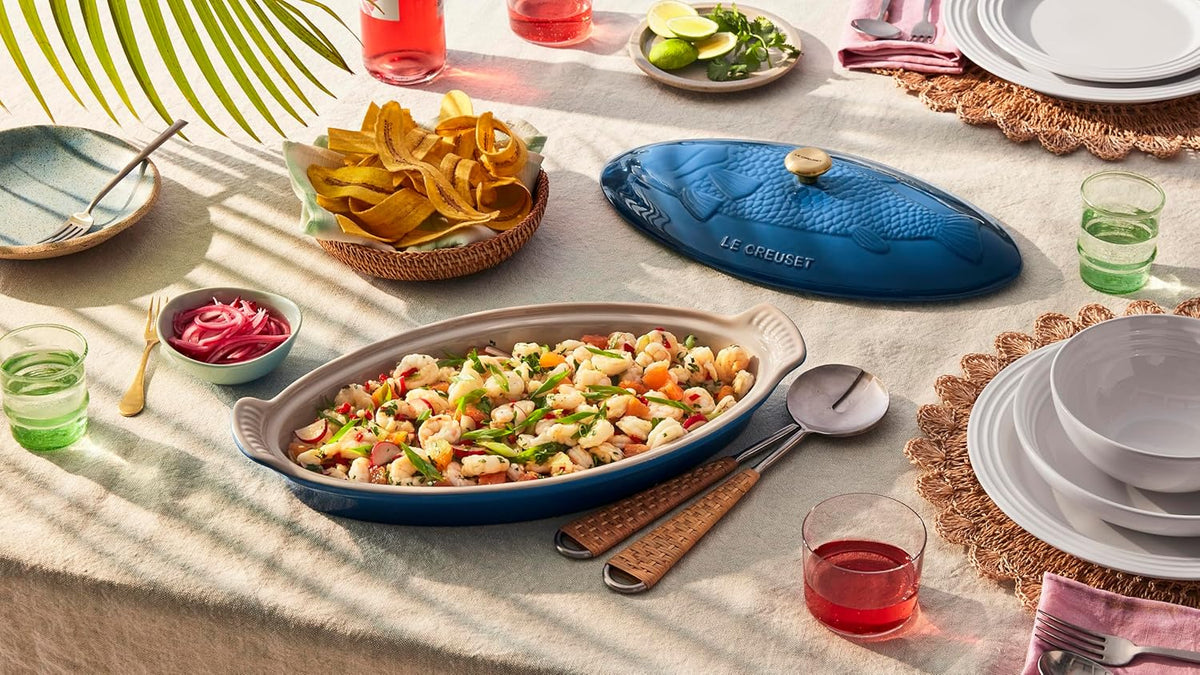 Le Creuset Stoneware Heritage Fish Baker, 1.7 qt., Marseille