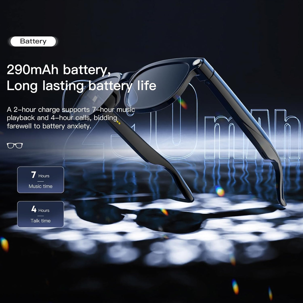 Smart Glasses with Camera, 4K HD Video & Photo Capture Recording Glasses with Audio, AI ChatGPT Assistant, Real-Time Translation Bluetooth Camera Sunglasses, Voice Control Smart Glasses for Men Women