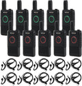 Retevis RT18 Walkie Talkies with Earpiece,2 Way Radios Long Range,Dual PTT,Short Antenna,Center Led, Compact, Rechargeable Two Way Radio for Adults Healthcare School Automotive Restaurant (10 Pack)