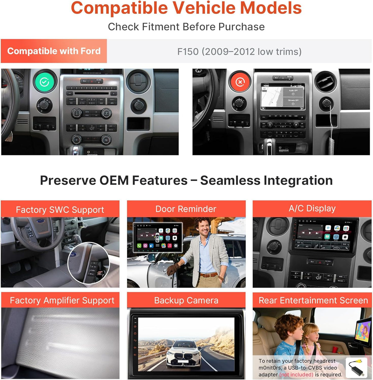 ATOTO S8 Android Radio Replacement for Ford F150 (2009–2012) with A/C, 9 Inch Car Stereo Touch Screen with 4G LTE, Wireless CarPlay&Android Auto, 32EQ, DSP, 4G+32G, Dual BT, S8F1509ADM