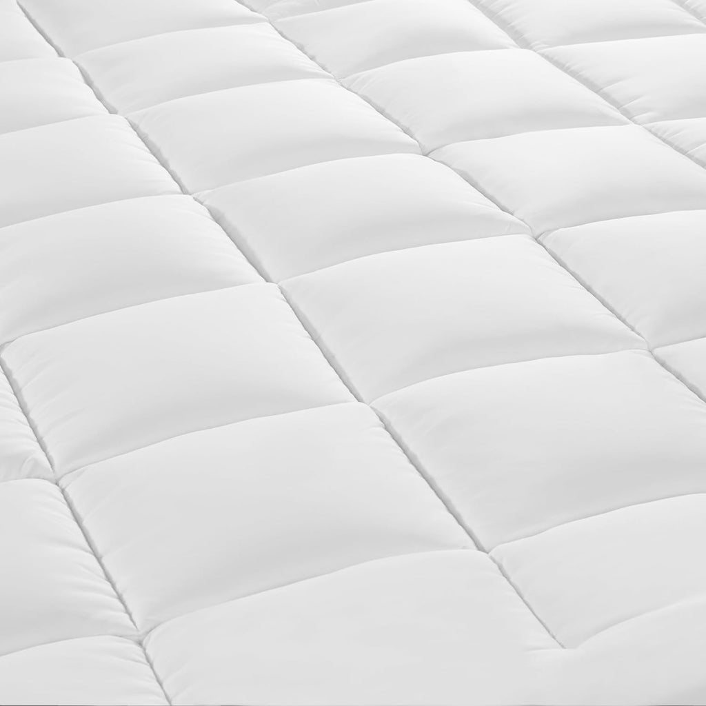 Serta Memory Flex Soft Mattress Topper, 2" Pillow Top Mattress Pad, Cushioning Stain Resistant Mattress Protector with 15" Pocket for Secure Fit, Machine Washable, Queen, White