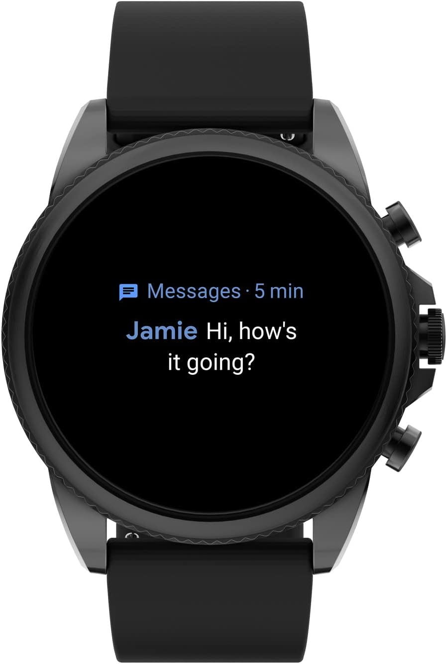 Fossil Men's Gen 6 44mm Stainless Steel and Silicone Touchscreen Smart Watch, Color: Black (Model: FTW4061V)