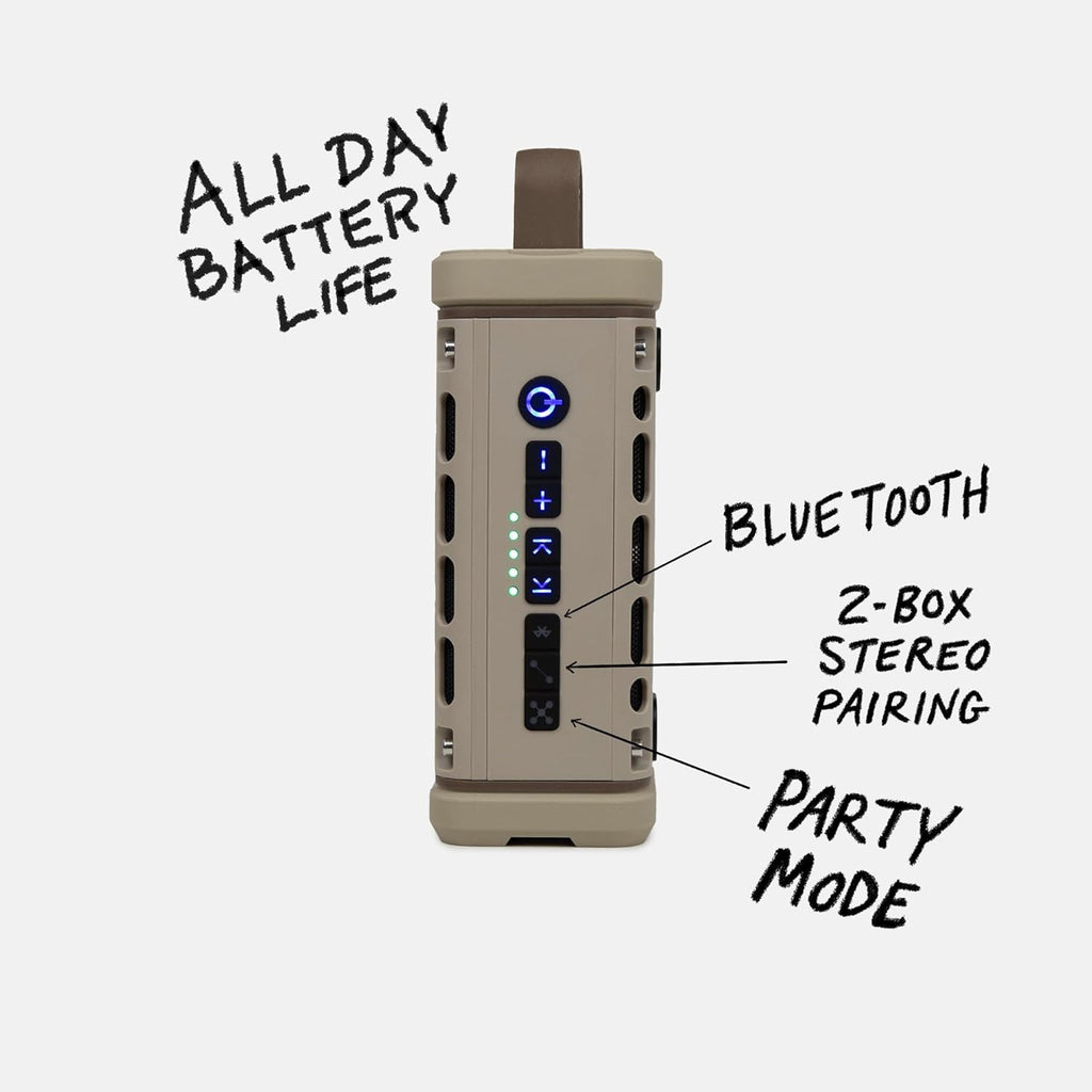 Turtlebox Ranger: Loud! Outdoor Portable Bluetooth 5.4 Speaker | Rugged, Waterproof, Ultra-Portable | Plays to 105db, Deep Bass, Shockproof, Unlimited Pairing for Full Stereo Experience, Tan