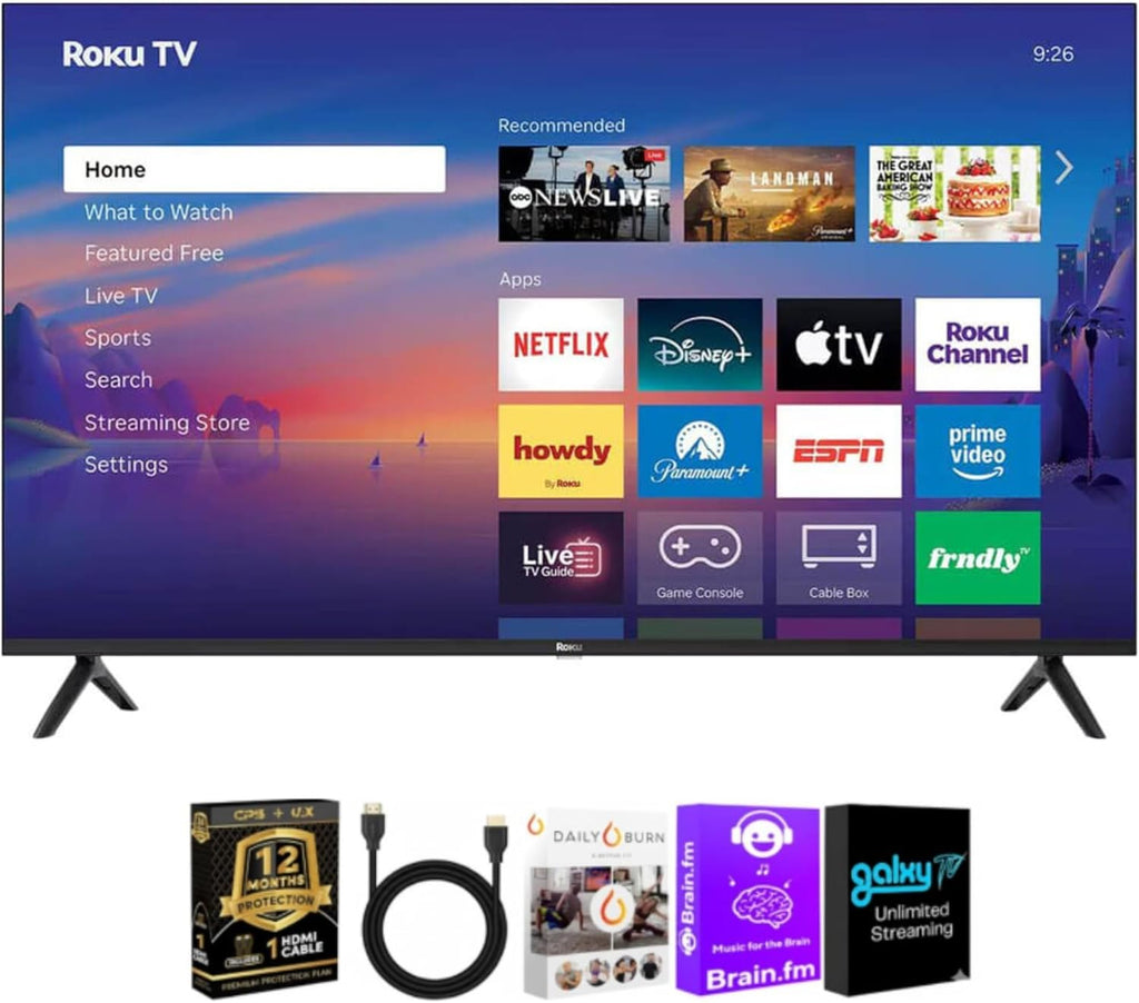Roku 50 Inch Class Select Series 4K QLED Smart TV Quantum Dot HDR WiFi Voice Remote Streaming Television HDMI Cable Streaming Bundle 12 Month CPS Warranty
