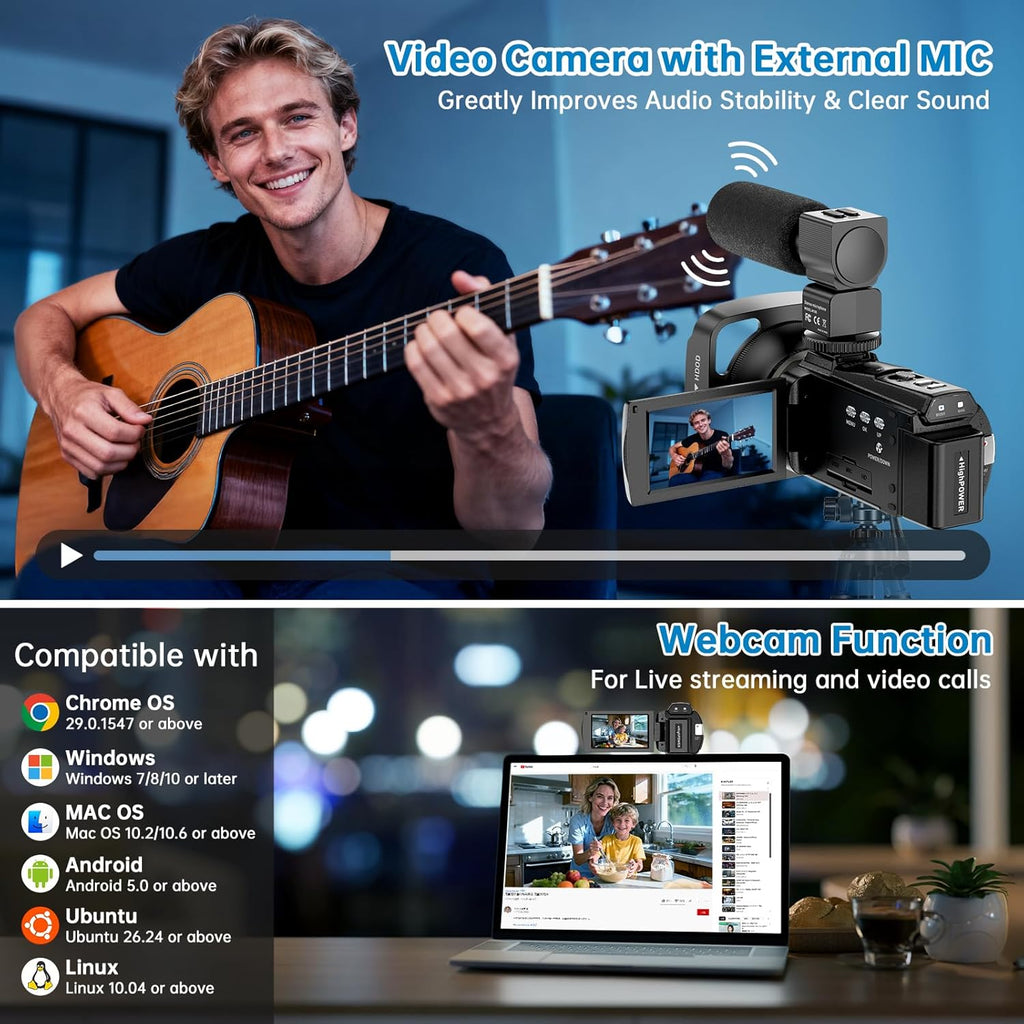 8K Video Camera Camcorder Latest 88MP Ultra HD Video Cameras WiFi Vlogging Camera for YouTube 18X Digital Video Cameras with Microphone 6-Axis Anti-Shake IR Night Vision Video Recorder