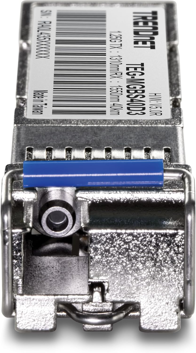 TRENDnet SFP to RJ45 Dual Wavelength Single-Mode LC Module, TEG-MGBS40D3, Must Pair with TEG-MGBS40D5 or a Compatible Module, Up to 40km(24.9 Miles),Standard SFP Slot Compatible,Lifetime Protection