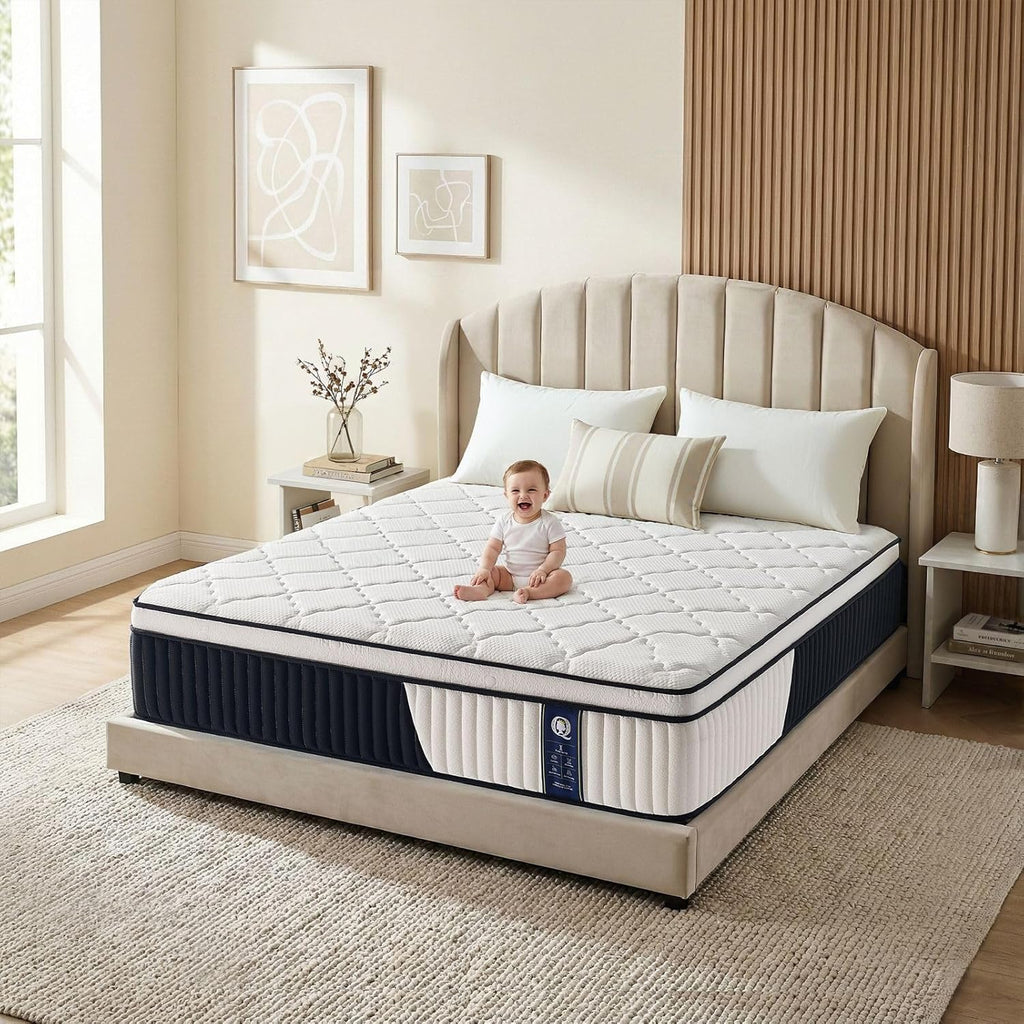 Queen Mattress, 10 Inch Ultra Comfort Hybrid Mattresses Queen Size, Foam with Independent Pocket Springs Mattress in a Box Pressure Relief & Supportive, Medium Firm