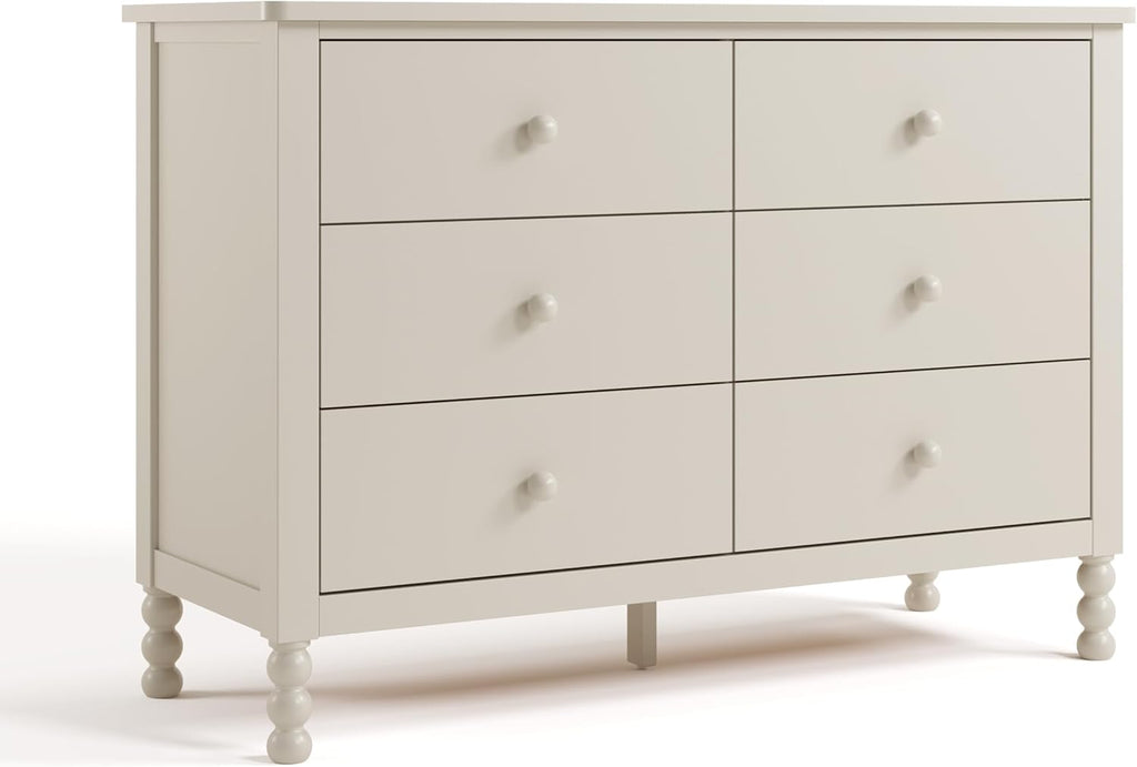 Storkcraft Rio 6 Drawer Dresser (Frosted Oat) – GREENGUARD Gold Certified, Wood Dresser for Bedroom, Kids & Nursery Storage Chest, Safety Interlocking Drawers, Pre-Installed Tracks, Kids Chest