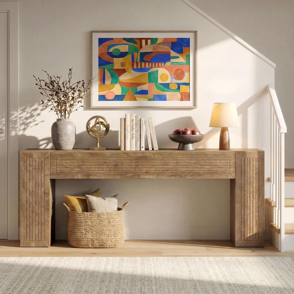 Tribesigns Extra Long Console Table, 79-Inch Long Entryway Table, Modern Farmhouse Behind Couch Table with Fluted Legs for Entrance, Living Room, Hallway, Brown
