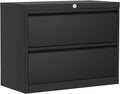 GarveeHome 2-Drawer File Cabinet with Lock, Metal Lateral Filing Cabinets for Letter/Legal Size Documents, Heavy Duty File Storage for Home Office, Black
