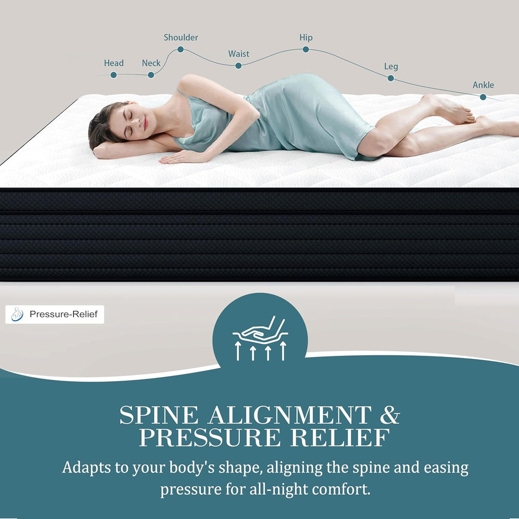 Sleepmax King Size Mattress 14 Inch - Deep Sleep Hybrid Mattress for Pain Relieving - Deluxe Cooling Bed in a Box for Back & Side Sleepers - CertiPUR-US Certified, 365-Night Trial, Forever Warranty