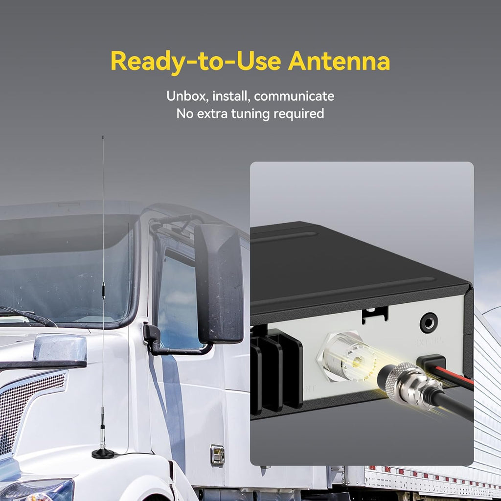 Retevis MB3B CB Radio with Antenna, WX Channel, Adjustable 5-Color LCD, SWR Warning, AM/FM CB Radio for Truck (MB3B-With Antenna)