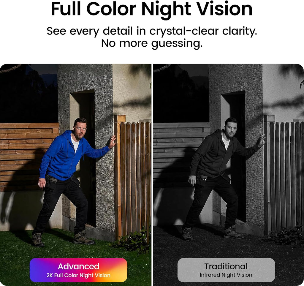 aosu Solar Security Cameras Wireless Outdoor Home System, True 2K HD, Cross-Camera Tracking, PIR + AI Human Detection, Color Night Vision, Local Storage, No Subscription Required, 4-Cam-Kit