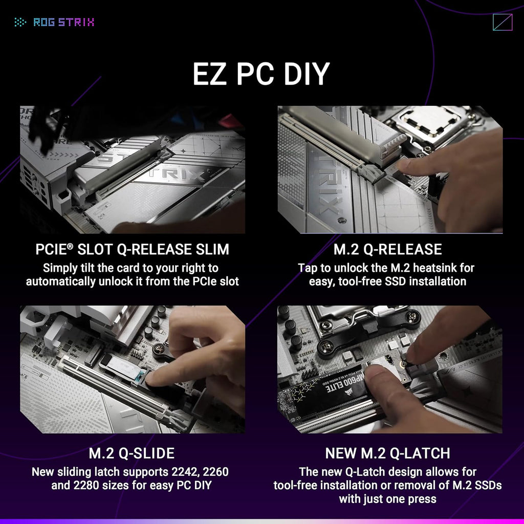 ASUS ROG Strix X870-A Gaming WiFi AMD Motherboard, 16+2 Power Supply Stage, DDR5 Slot, Four M.2 Slots, PCIe 5.0, Next Generation GPU, WiFi 7, USB 20Gbps with PD 3.0 up to 30W, Aura Sync