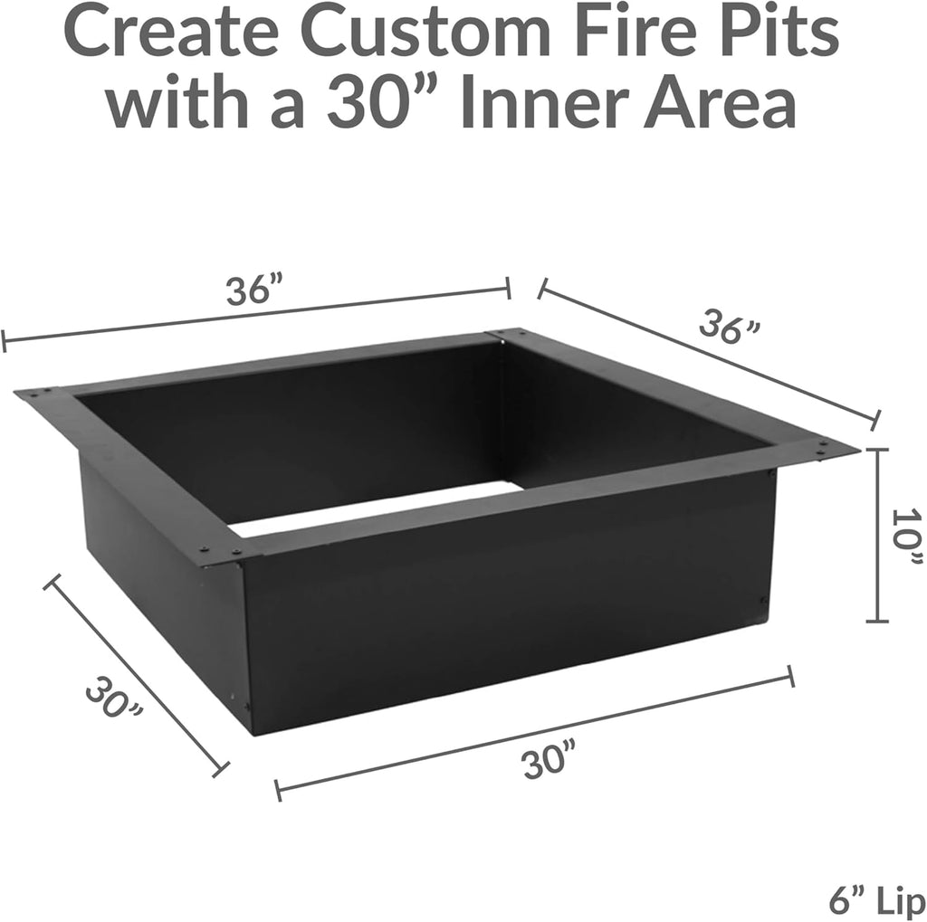 Sunnydaze Fire Ring for Outside - Heavy-Duty Wood-Burning Metal Fire Pit Ring Insert - 36-Inch Square Outer/30-Inch Square Inner Diameter