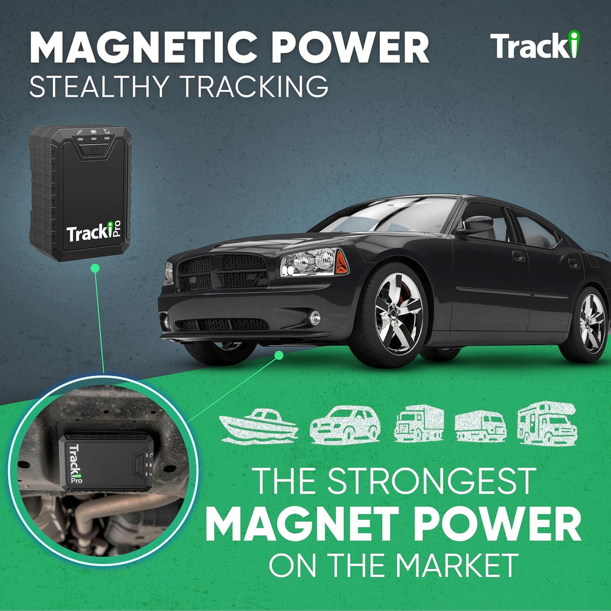Tracki Pro GPS Tracker for Vehicles – Magnetic Waterproof 4G LTE Car Tracker, Long-Life Battery Up to 7 Months, Unlimited Distance, Hidden Tracking Device (Tracker 6-mo Subscription Incl.)