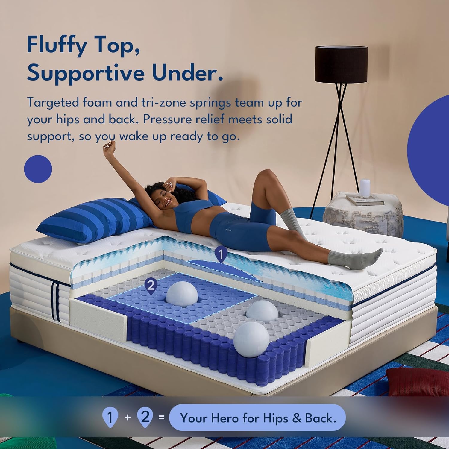 12 Inch Queen Size Mattress in a Box, Hybrid Mattress Queen Size Medium Firm of Cooling Gel Memory Foam & Individually Pocket Coils for Motion Isolation & Pressure Relief, CertiPUR‑US Certified