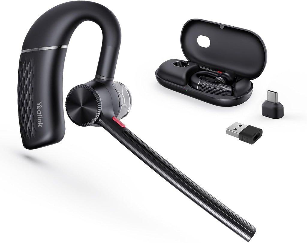 Yealink BH71 Pro Bluetooth Headset with USB-C/A Dongle, Teams Certified, Wireless Earpiece for Cell Phone,PC,Laptop,Noise Cancelling Microphone, Adjustable Ear Hook
