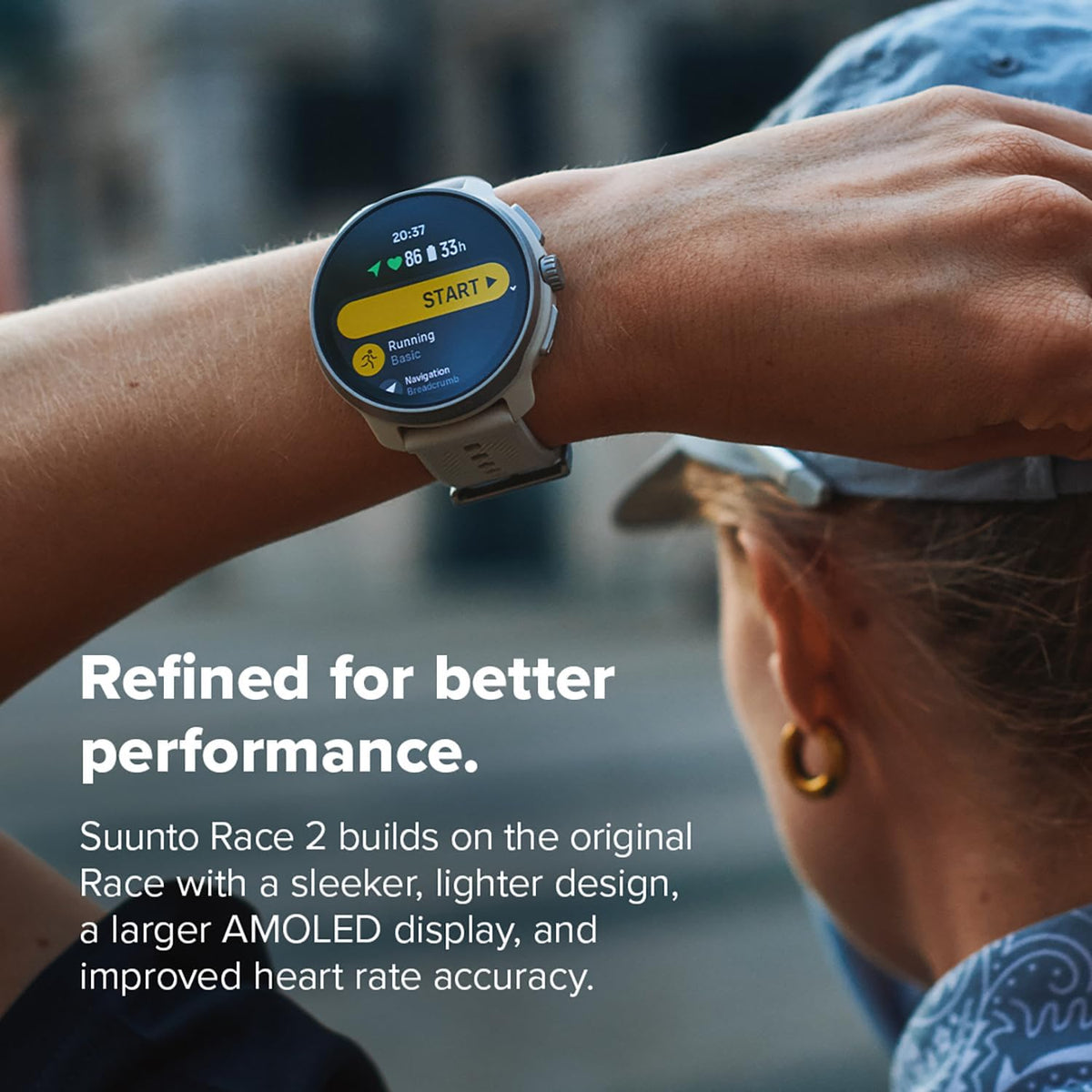 SUUNTO Race 2 GPS Sports Watch, 1.5" AMOLED Touchscreen w/Crown, 16 Days Battery Life, Training Metrics and Recovery Insights, Dual-GNSS, 32GB Global Offline Maps, Lightweight, All Black