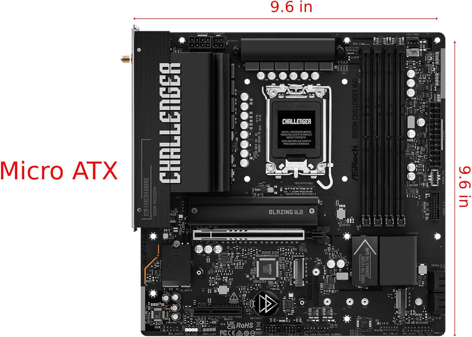 ASRock B860M Challenger WiFi mATX Motherboard, Intel Core Ultra (Series 2), DDR5 8666+ (OC), PCIe 5.0, 2.5G LAN, WiFi 7, Dr.MOS